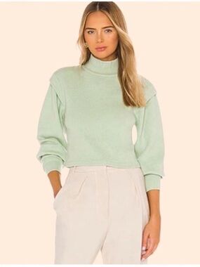 Jonathan Simkhai Light Green Structured Mockneck Sweater Medium